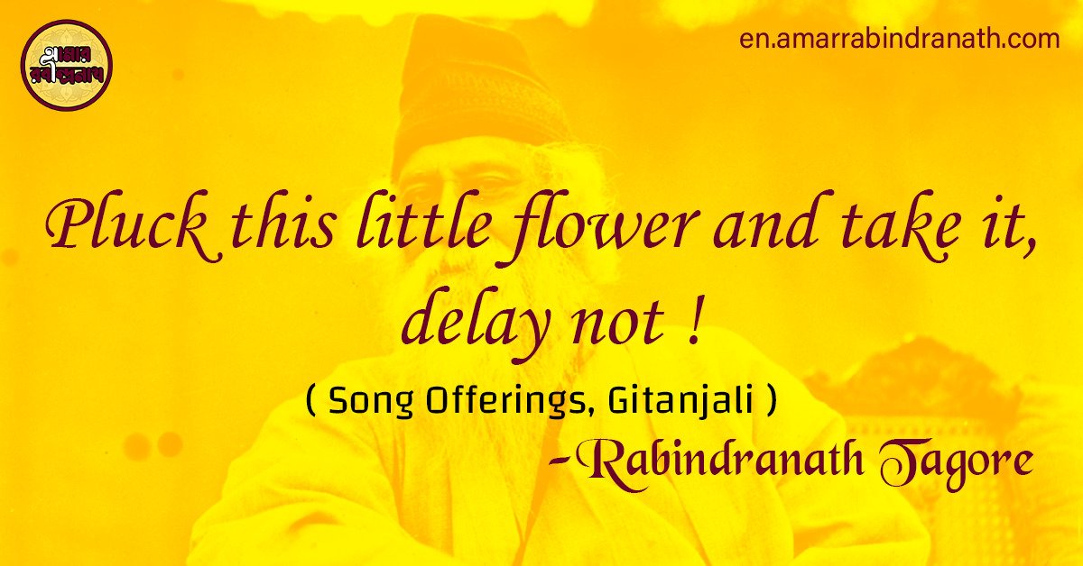Pluck this little flower and take it, delay not ! | Song Offerings, Gitanjali by Rabindranath Tagore 1 Pluck this little flower and take it, delay not !